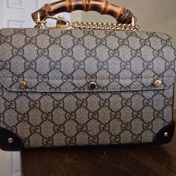 Rare GG Supreme Monogram Trunk Purse w/Bamboo Handle - Picture 3 of 8
